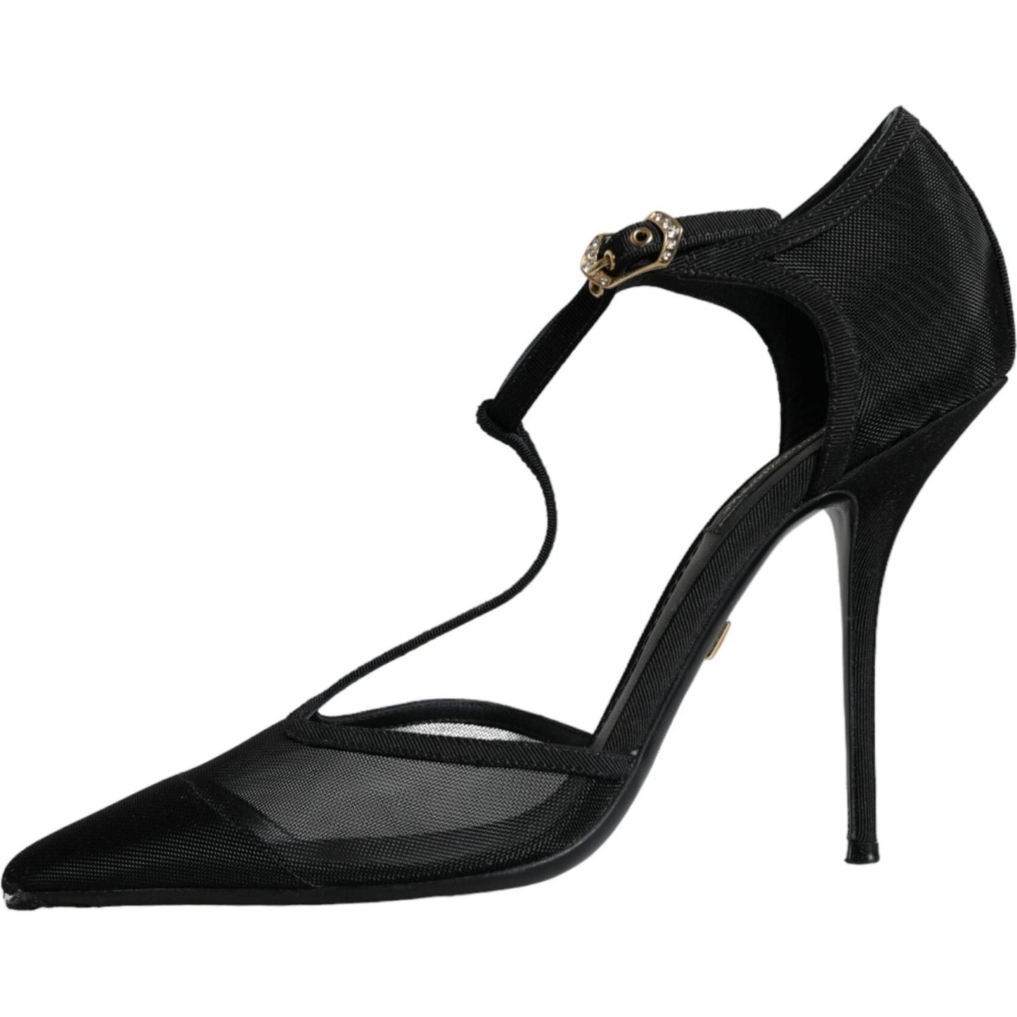 Dolce & Gabbana Black Mesh T-strap Stiletto High Heels Shoes Dolce & Gabbana