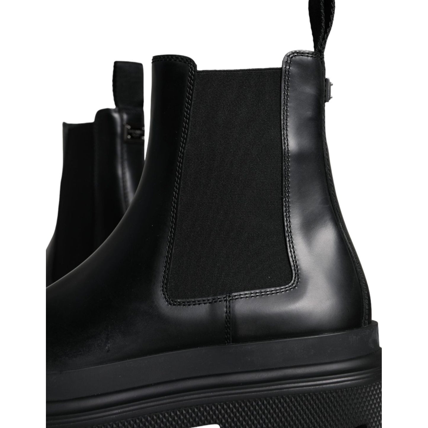 Dolce & Gabbana Black Leather Slip On Stretch Trekking Boots Shoes Dolce & Gabbana