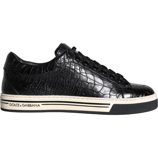 Dolce & Gabbana Black Leather Men Low Top Sneakers Shoes Dolce & Gabbana