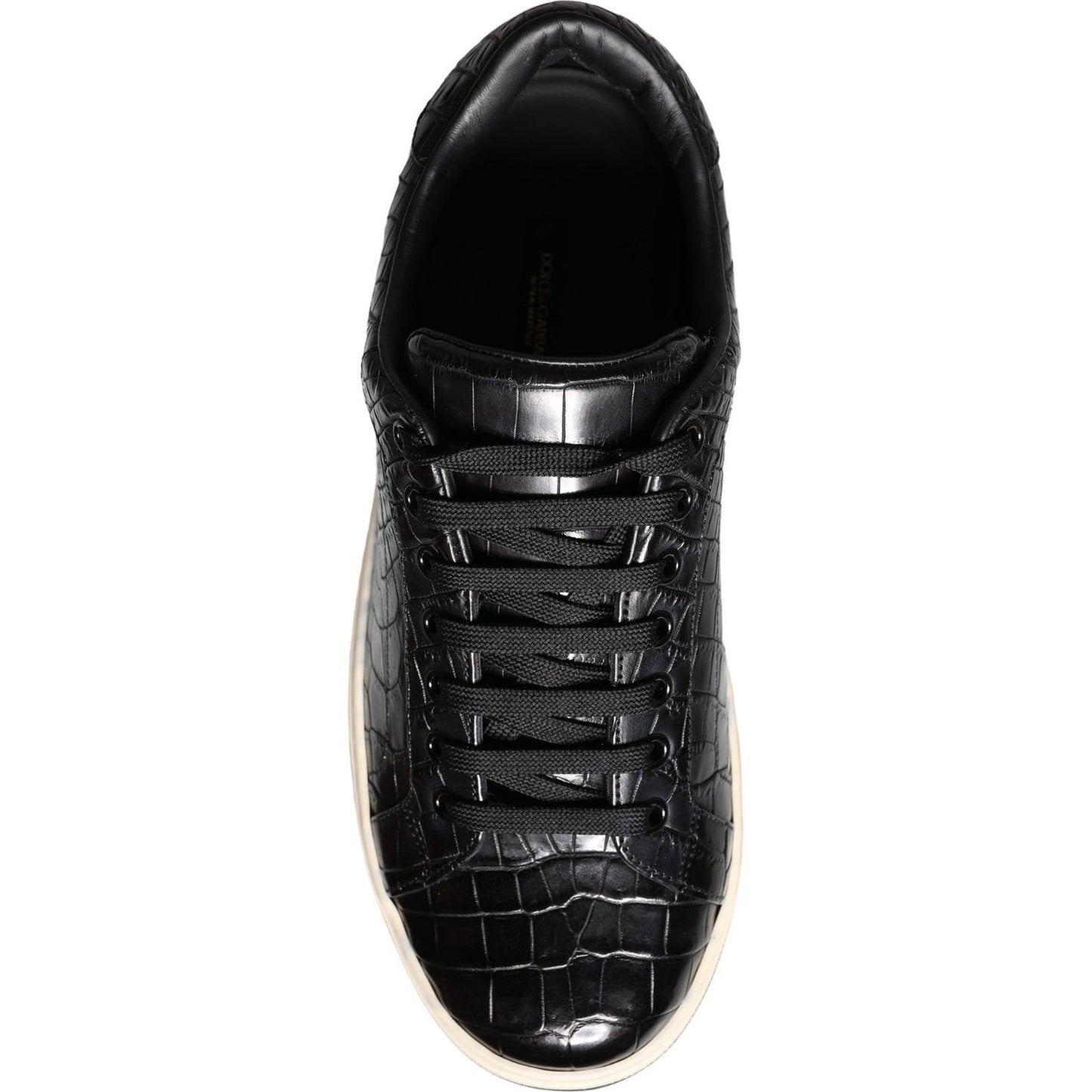 Dolce & Gabbana Black Leather Men Low Top Sneakers Shoes Dolce & Gabbana