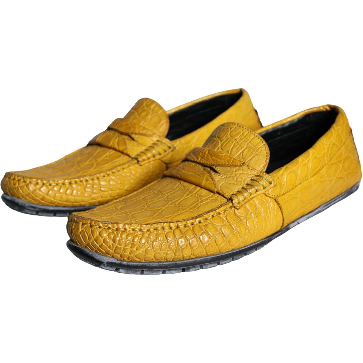 Dolce & Gabbana Yellow Leather Slip Mocassin Loafers Shoes Dolce & Gabbana