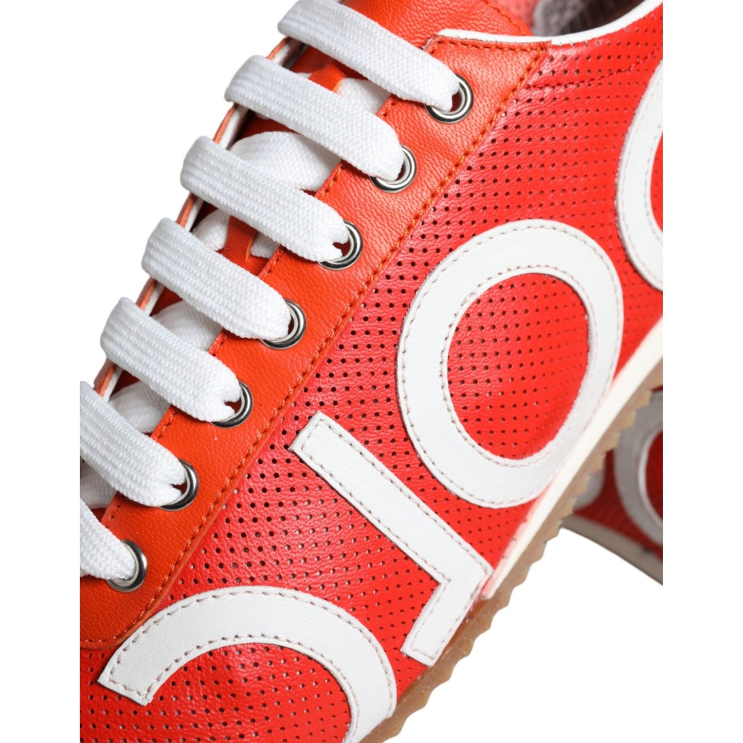 Dolce & Gabbana Red White Leather Logo Casual Sneakers Shoes Dolce & Gabbana