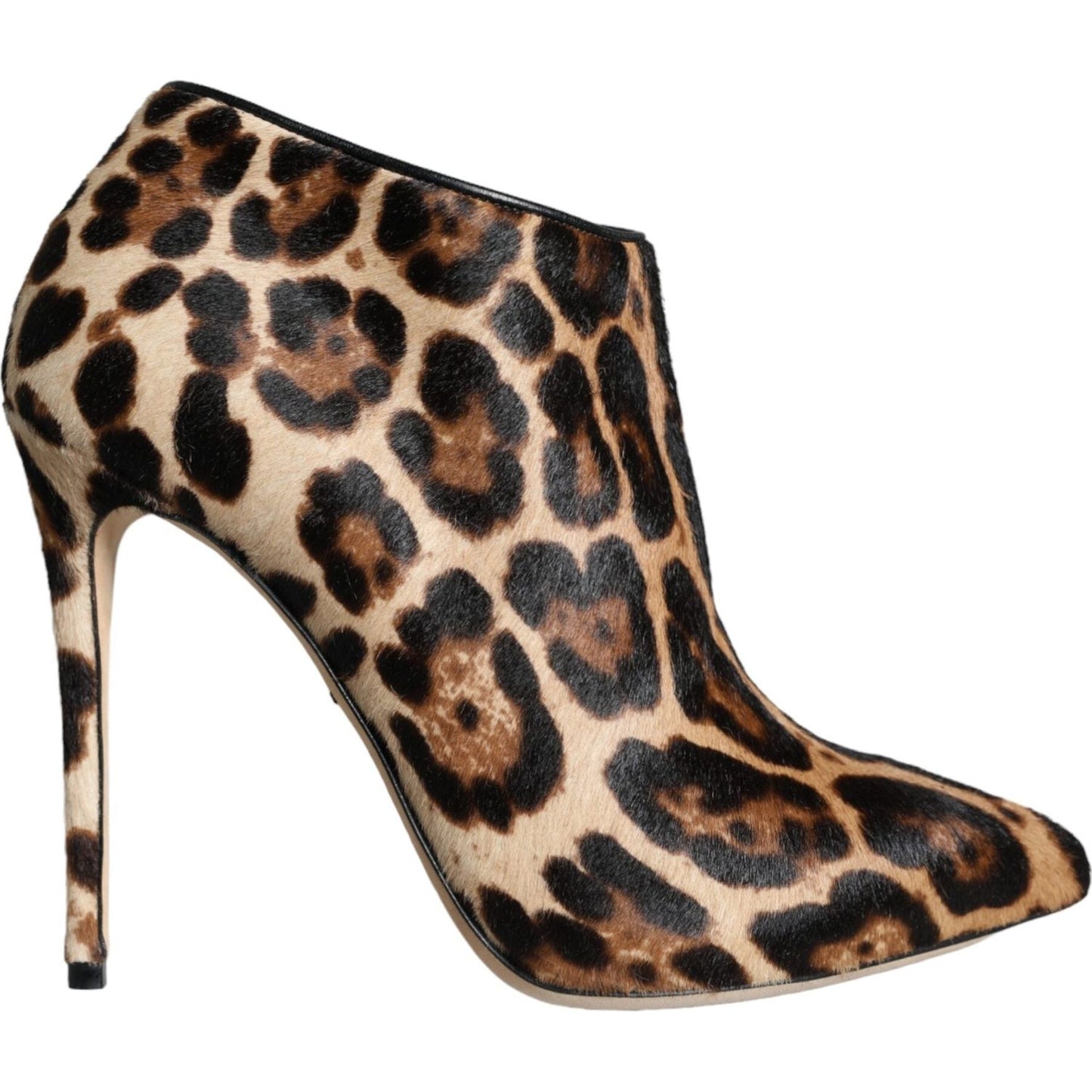 Dolce & Gabbana Brown Leopard Calf Fur Heels Ankle Boots Shoes