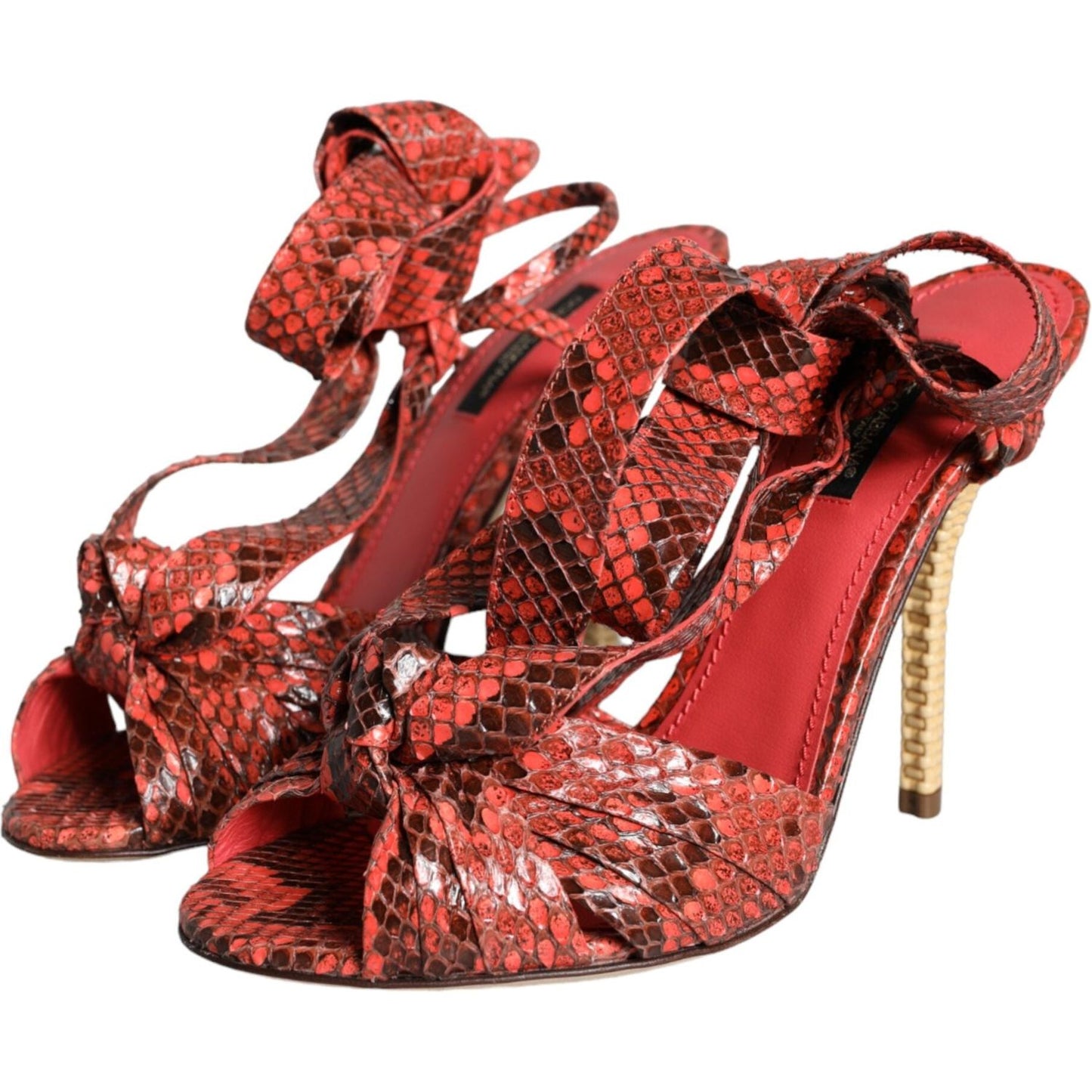 Dolce & Gabbana Coral Exotic Leather Heels Sandals Shoes