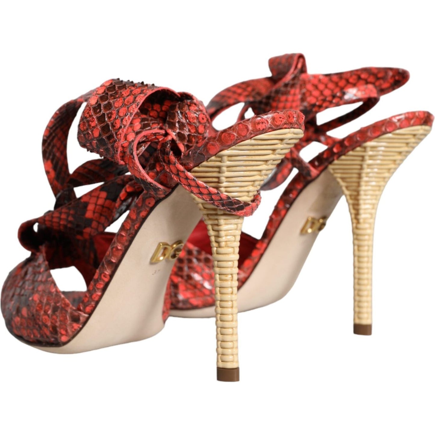 Dolce & Gabbana Coral Exotic Leather Heels Sandals Shoes