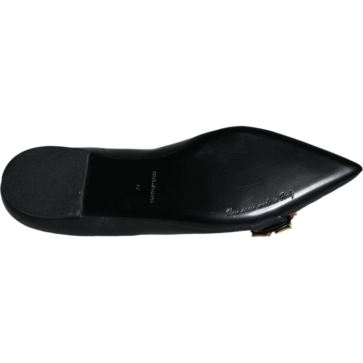 Dolce & Gabbana Black Devotion Leather Pointy Flats Shoes Dolce & Gabbana