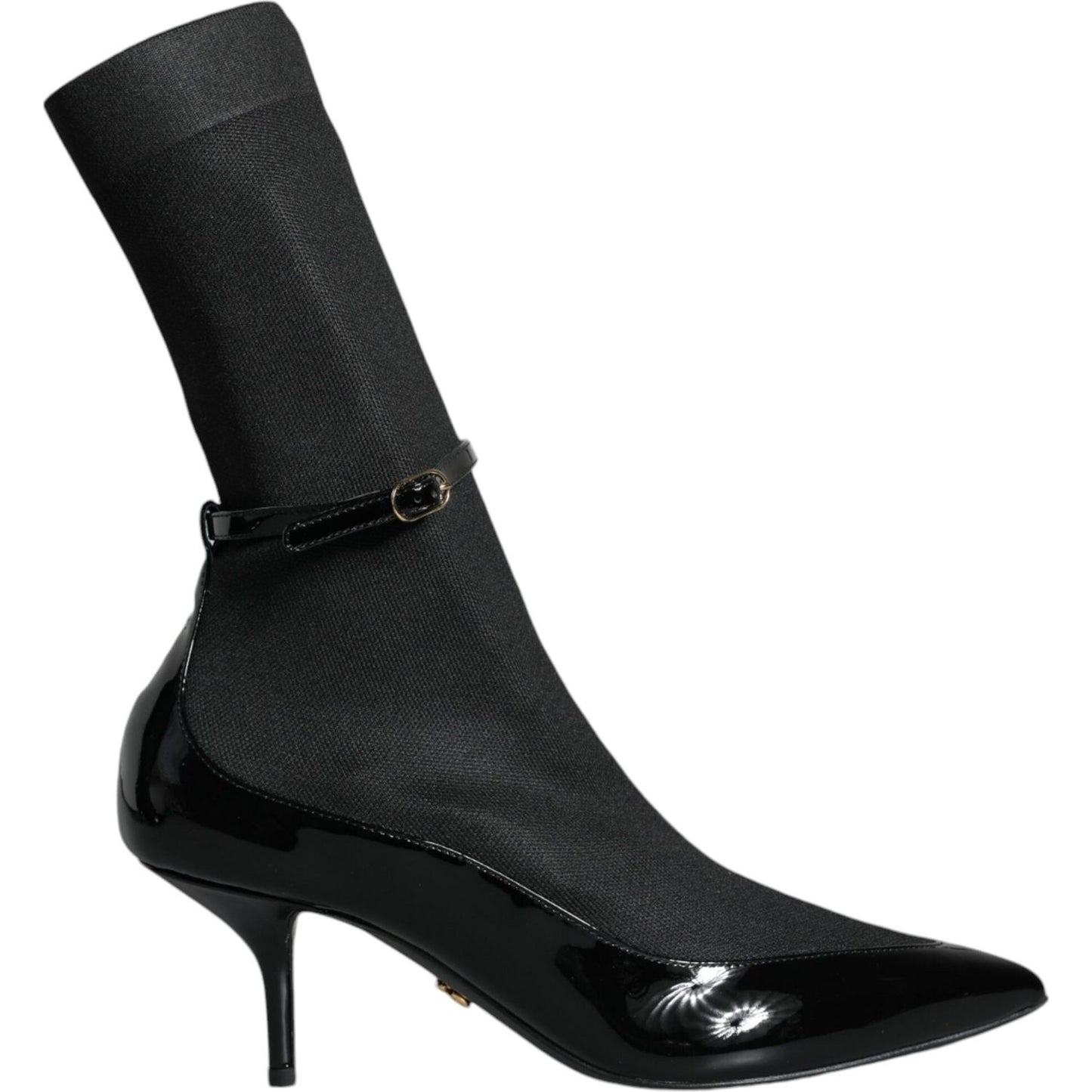 Dolce & Gabbana Black Leather Stilettos Booties Socks Shoes Dolce & Gabbana