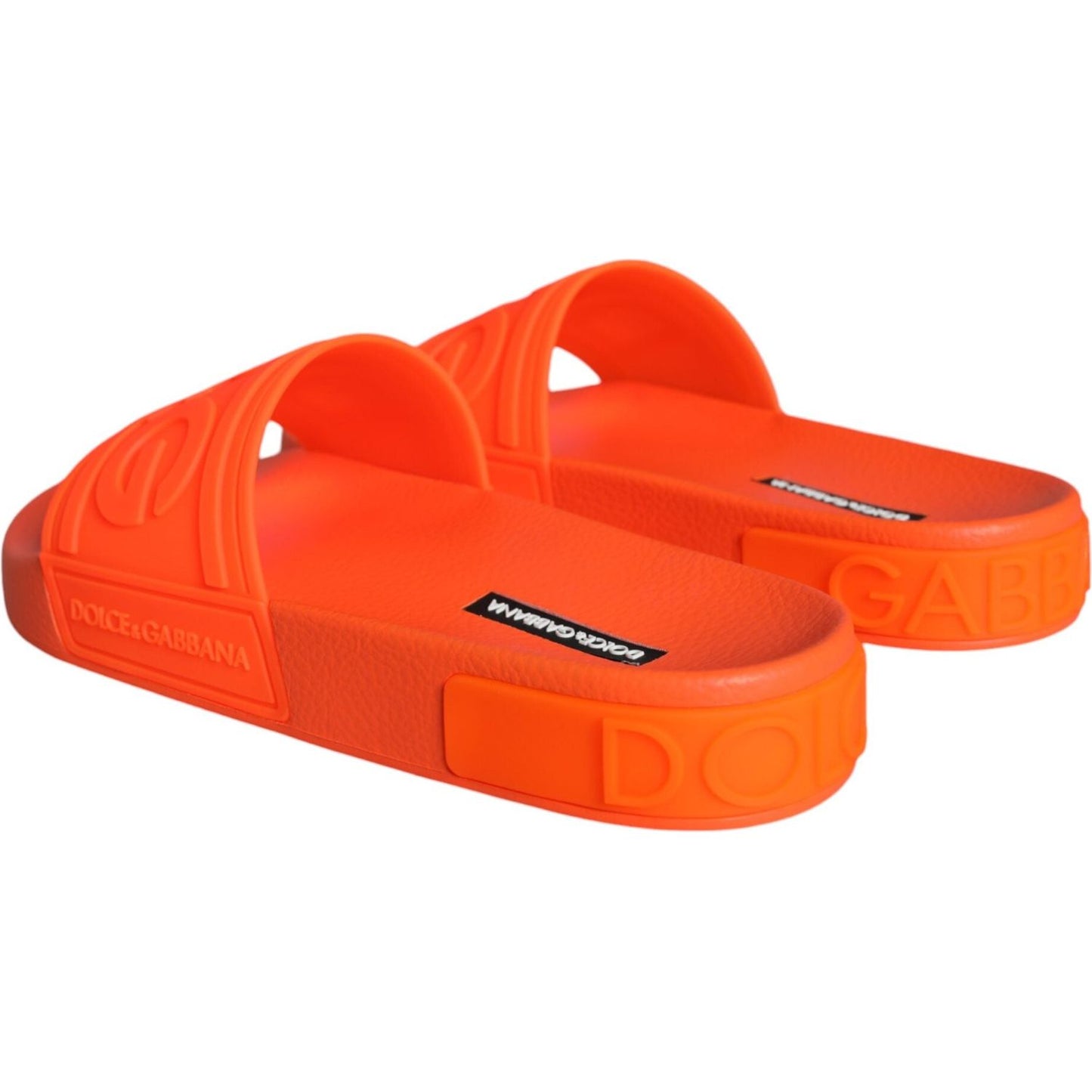 Dolce & Gabbana Orange Rubber Slides Sandals Beachwear Shoes Dolce & Gabbana