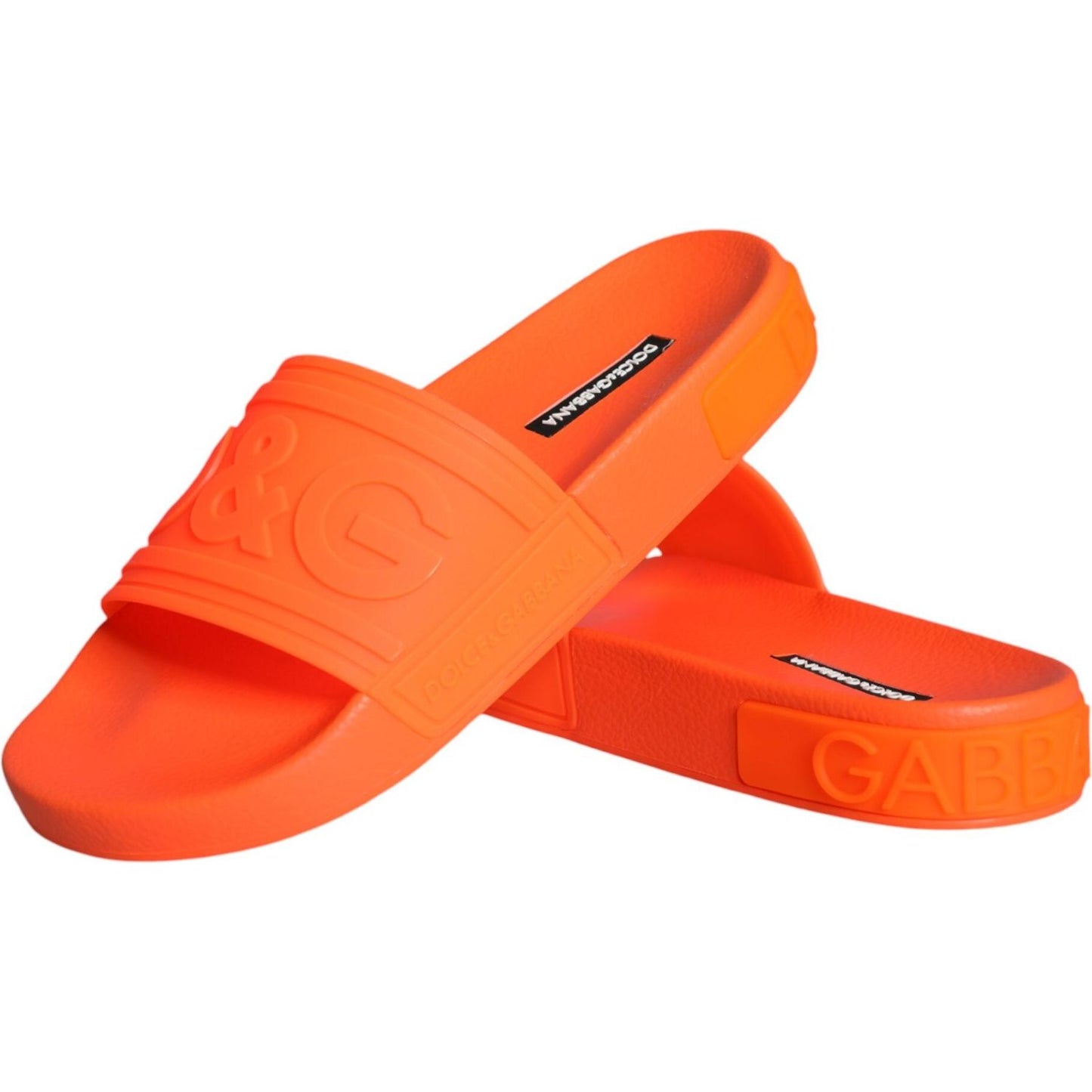 Dolce & Gabbana Orange Rubber Slides Sandals Beachwear Shoes Dolce & Gabbana