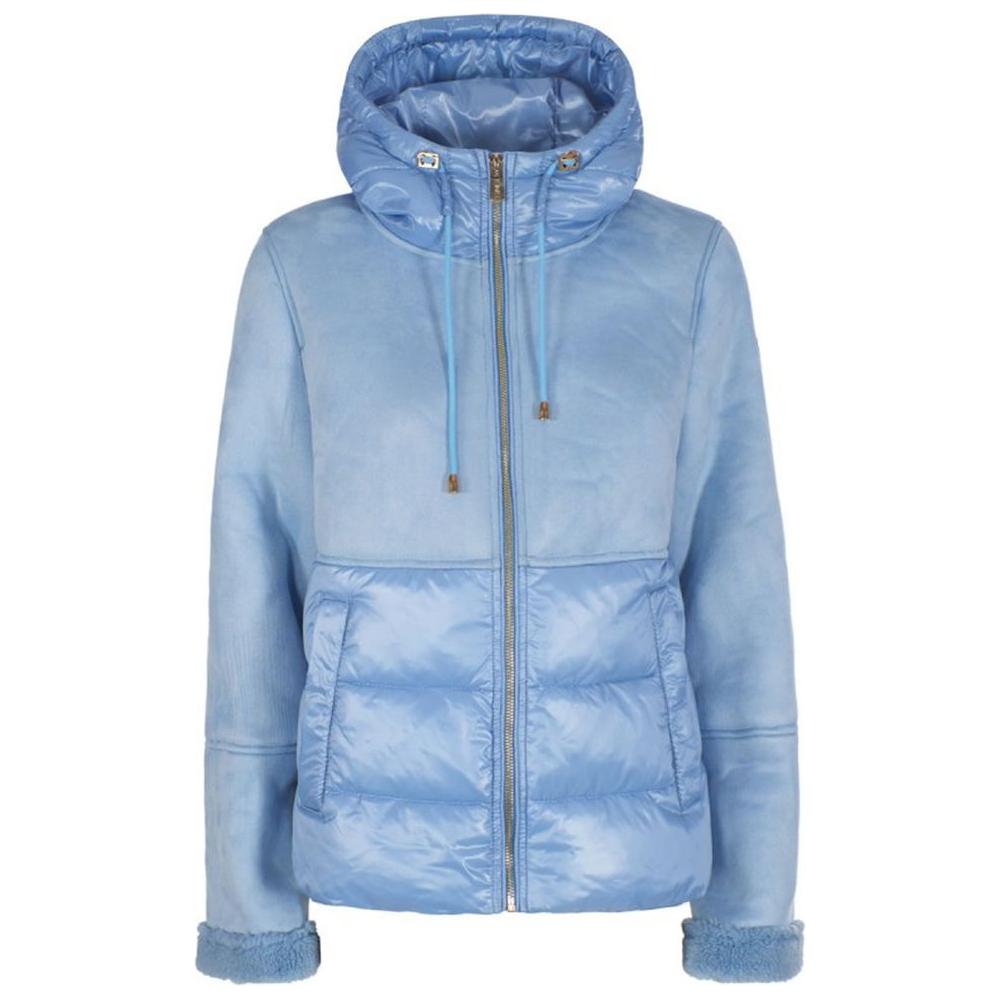 Yes Zee Light Blue Nylon Women Jacket Yes Zee