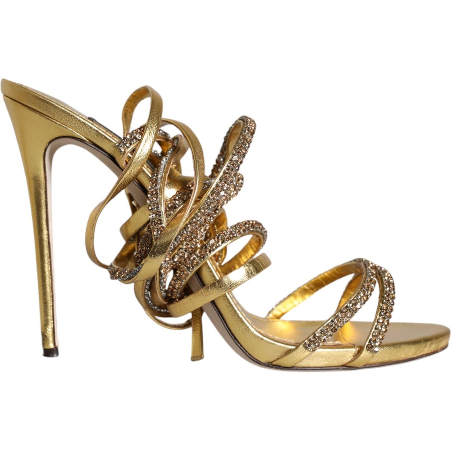 Dolce & Gabbana Gold Crystals Keira Heels Sandals Shoes Dolce & Gabbana