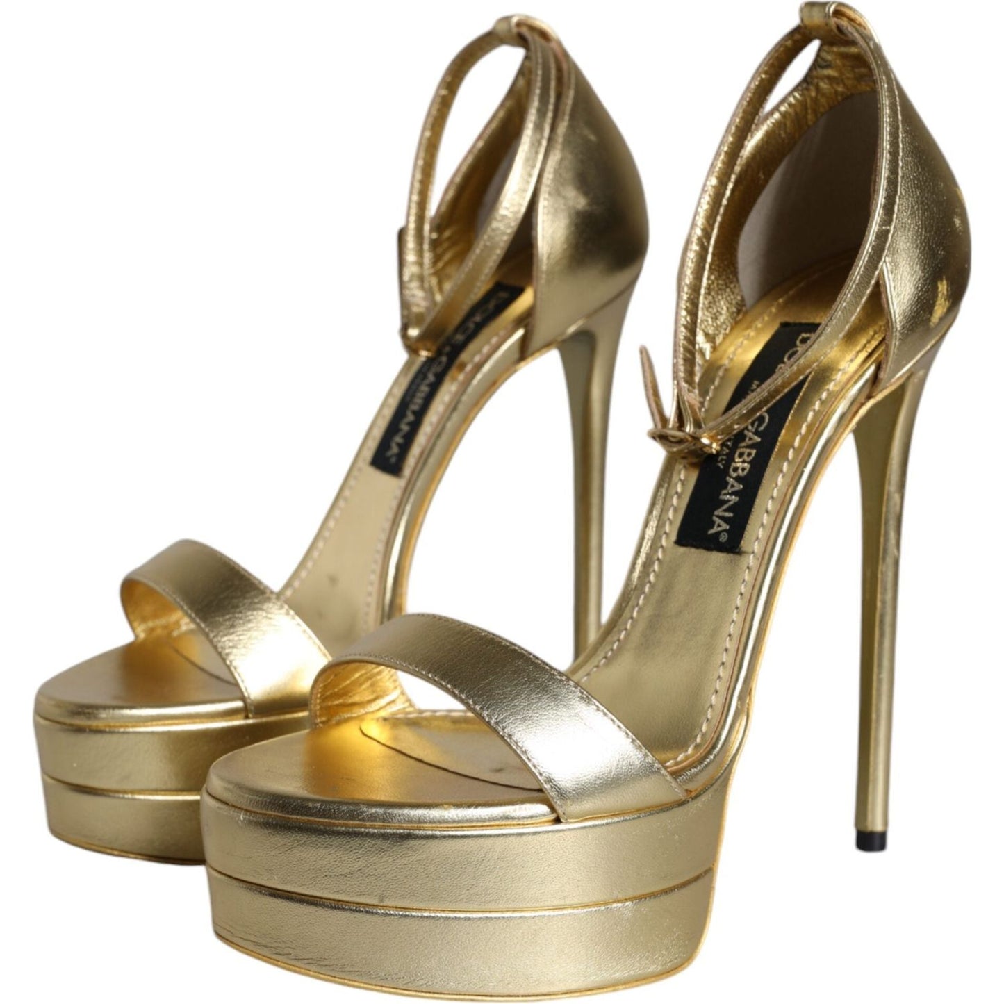 Dolce & Gabbana Gold Leather Platform Keira Sandals Shoes Dolce & Gabbana