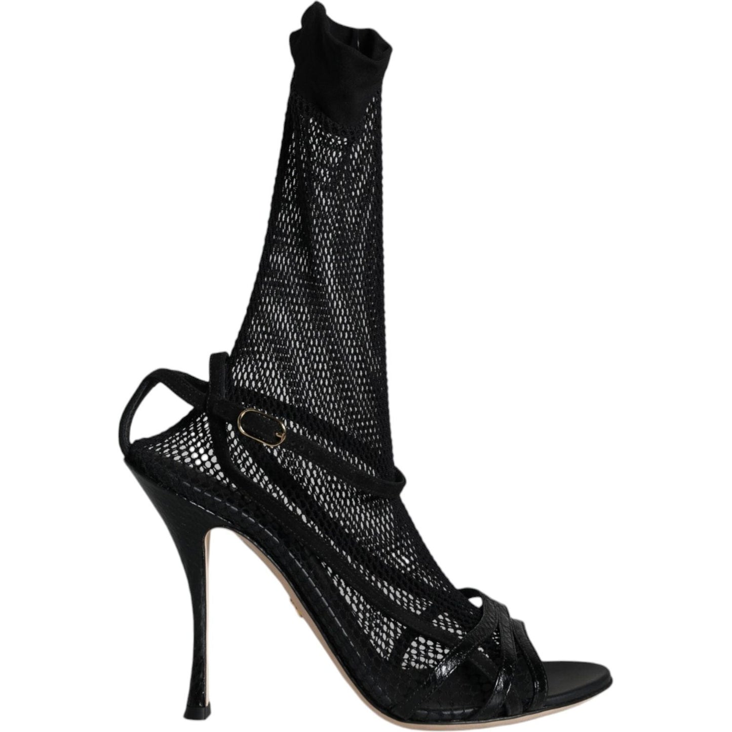 Dolce & Gabbana Black Mesh Stiletto Heels Sandals Shoes Dolce & Gabbana