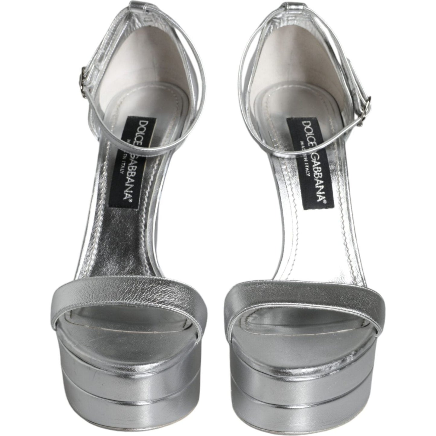 Dolce & Gabbana Silver KEIRA Heels Ankle Strap Sandals Shoes Dolce & Gabbana