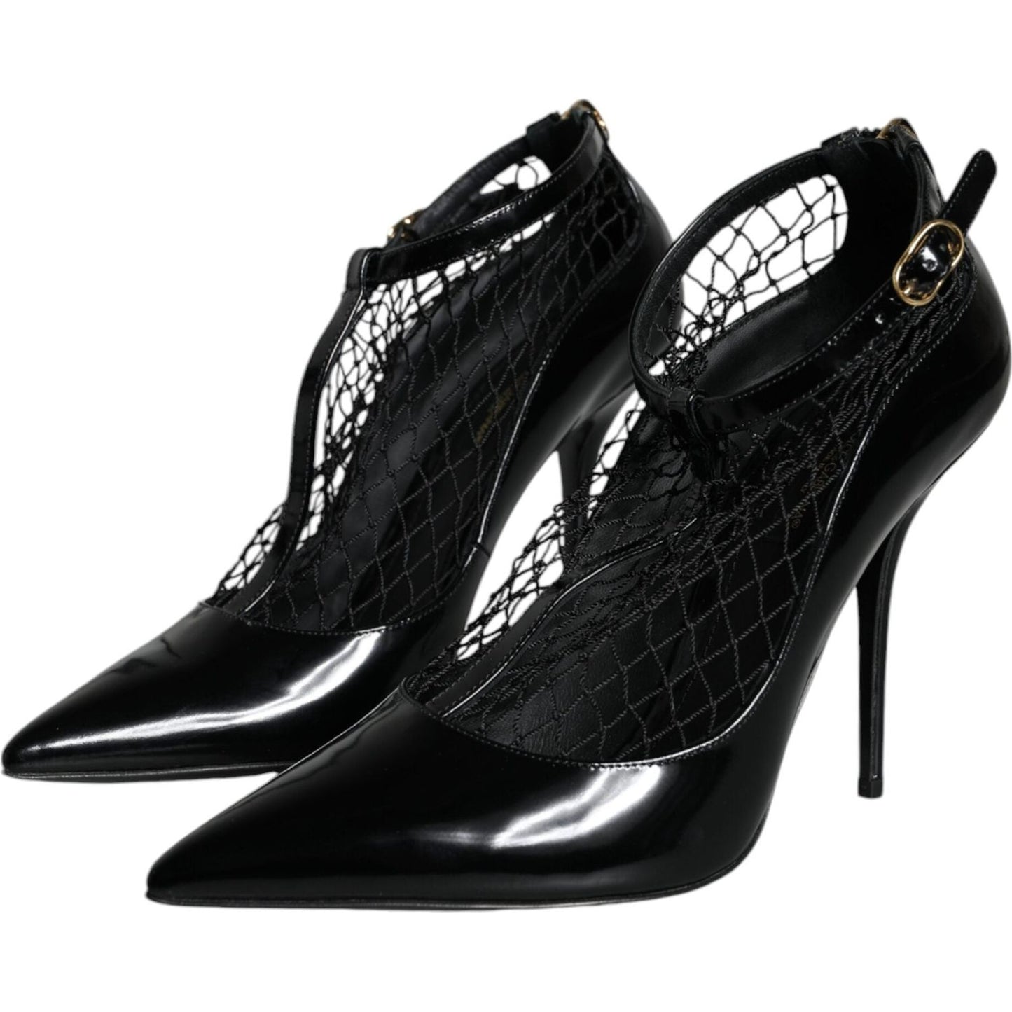 Dolce & Gabbana Black Mesh Patent Leather Heels Pumps Shoes Dolce & Gabbana