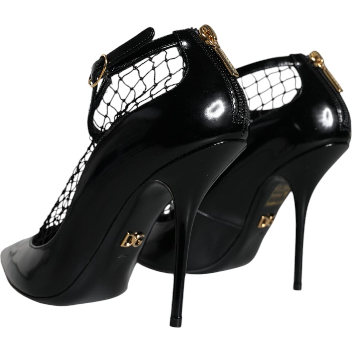 Dolce & Gabbana Black Mesh Patent Leather Heels Pumps Shoes Dolce & Gabbana