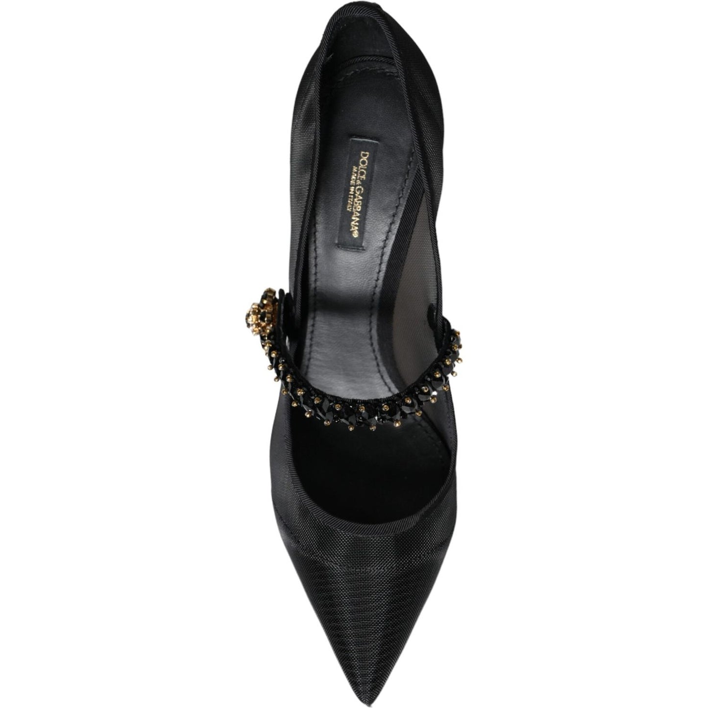 Dolce & Gabbana Black Mesh Mary Jane Crystal Heel Pumps Shoes Dolce & Gabbana