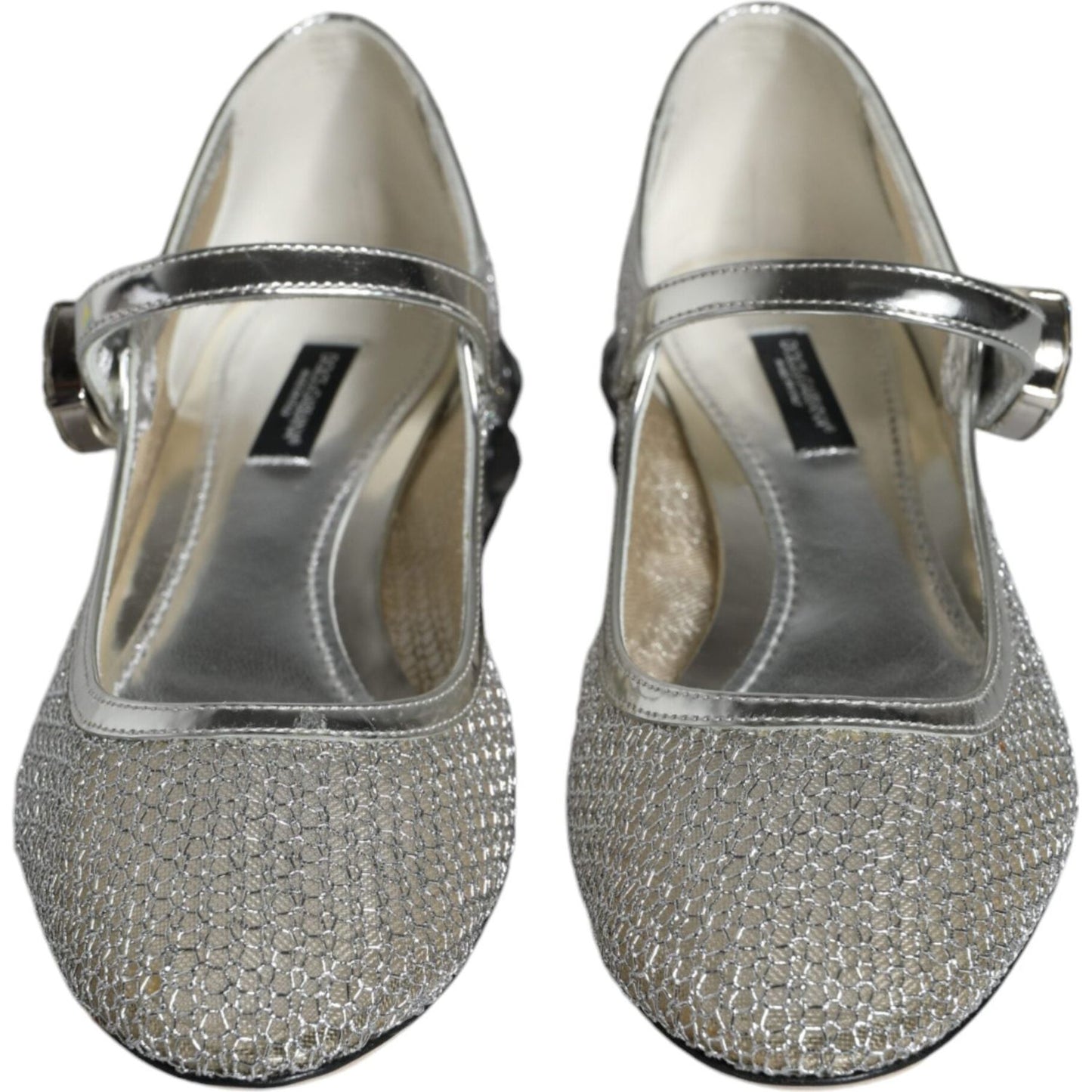 Dolce & Gabbana Silver Mesh Crystal Mary Jane Pumps Shoes Dolce & Gabbana