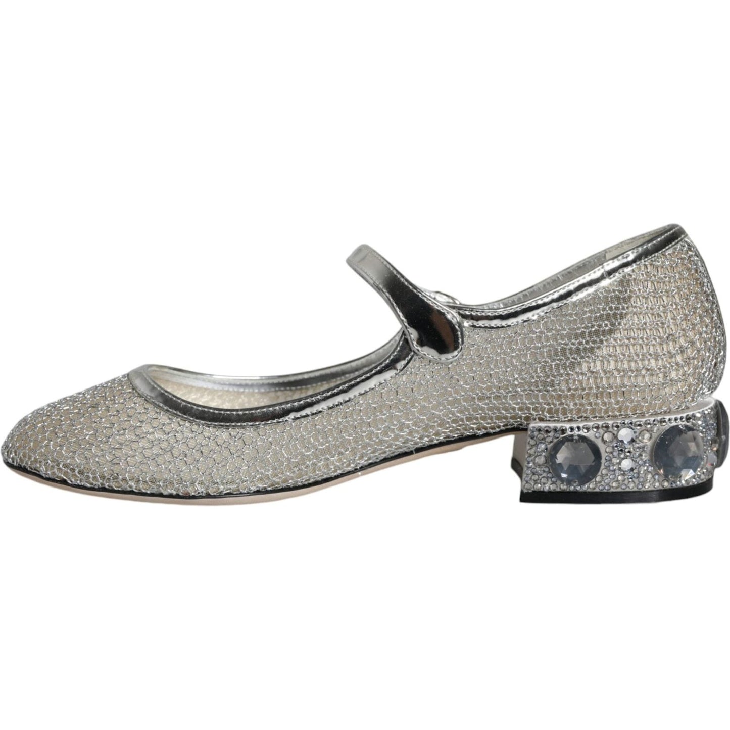 Dolce & Gabbana Silver Mesh Crystal Mary Jane Pumps Shoes Dolce & Gabbana