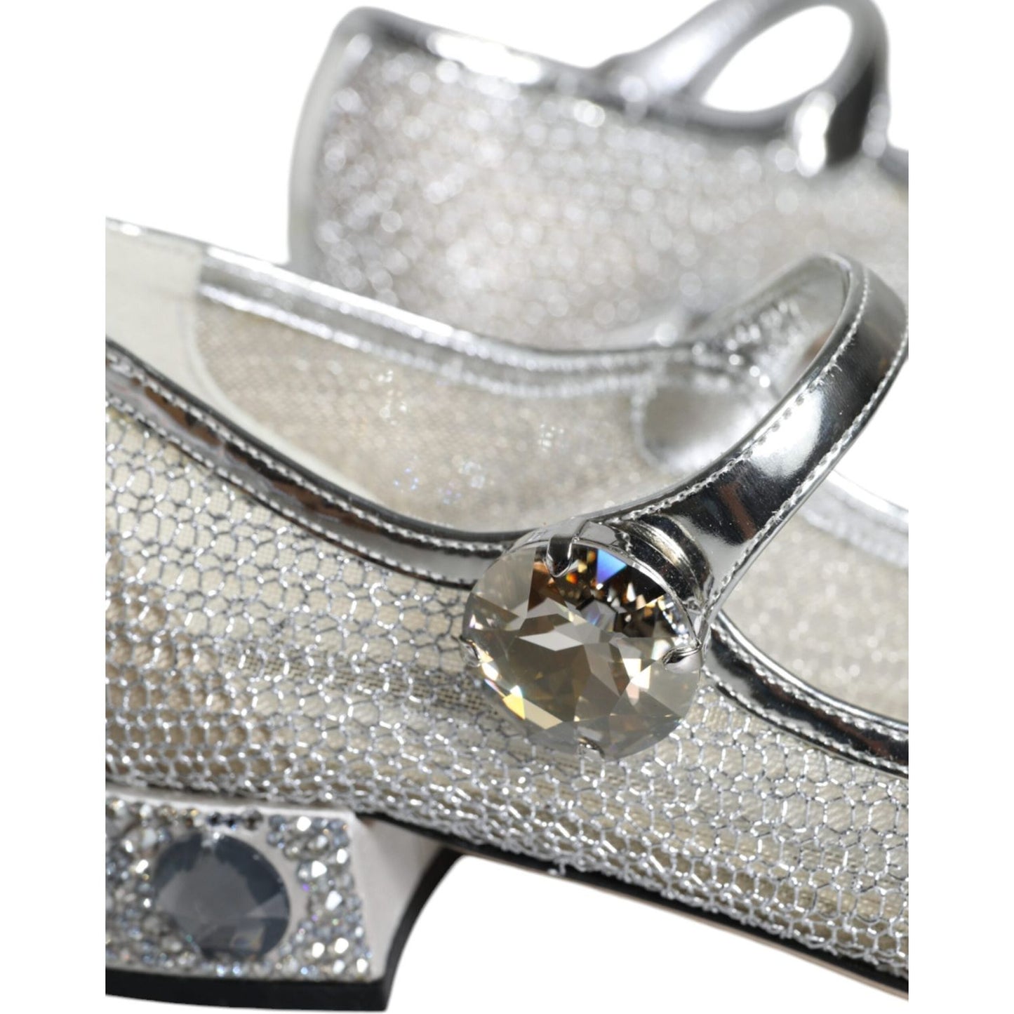 Dolce & Gabbana Silver Mesh Crystal Mary Jane Pumps Shoes Dolce & Gabbana