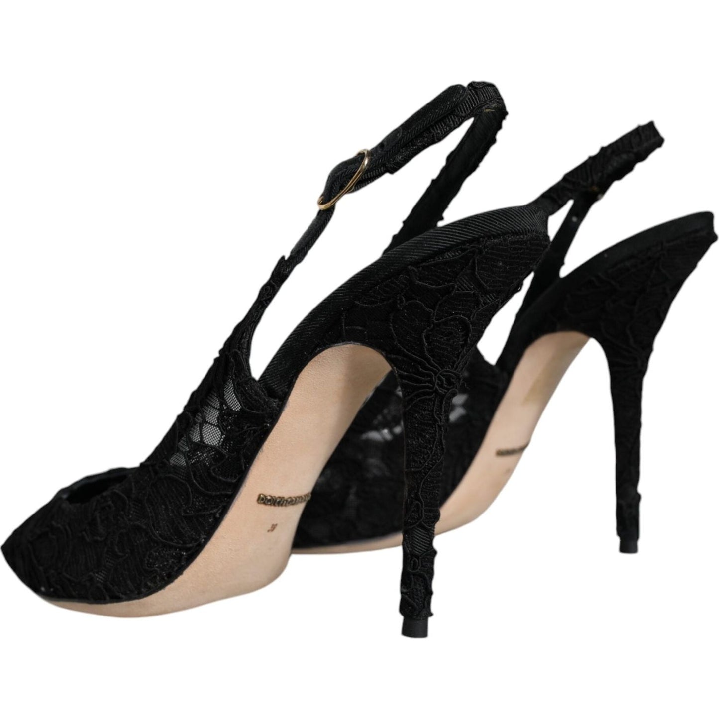 Dolce & Gabbana Black Taormina Lace Bellucci Slingbacks Shoes Dolce & Gabbana