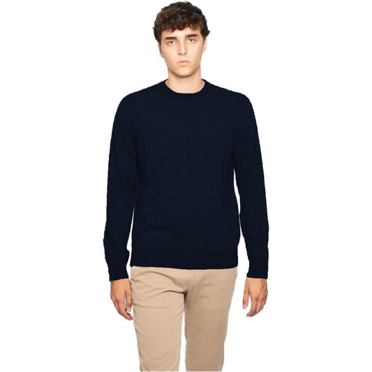 Alpha Studio Blue Wool Men's Crewneck Sweater Alpha Studio