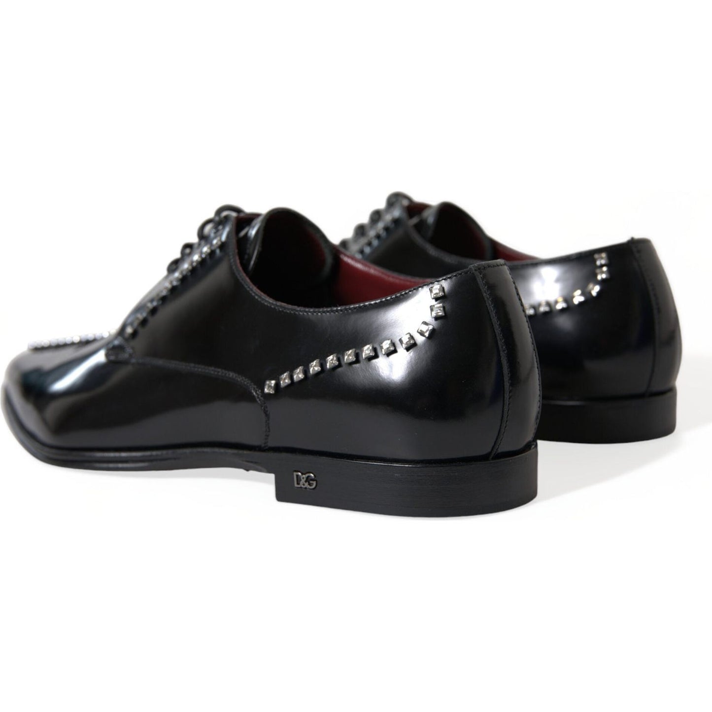 Dolce & Gabbana Black Leather Crystal Dress Formal Shoes Dolce & Gabbana