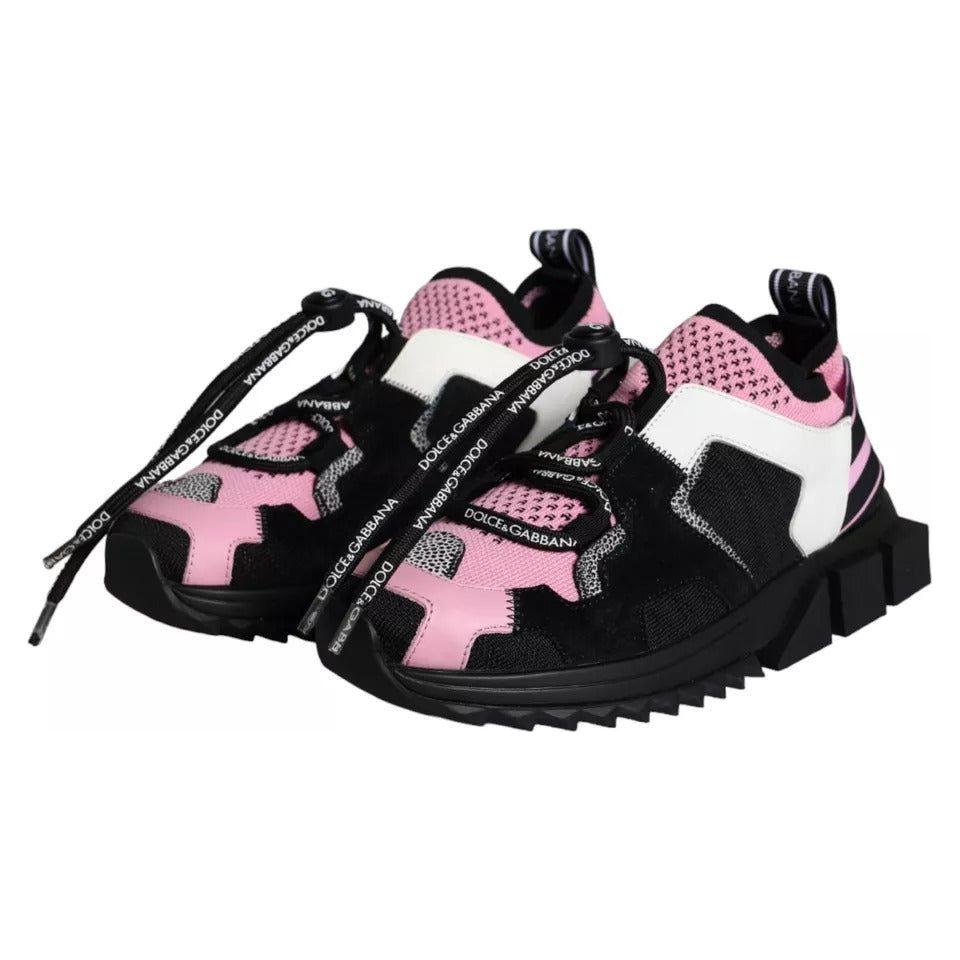 Dolce & Gabbana Black Pink Mesh Sorrento Trekking Sneakers Shoes Dolce & Gabbana