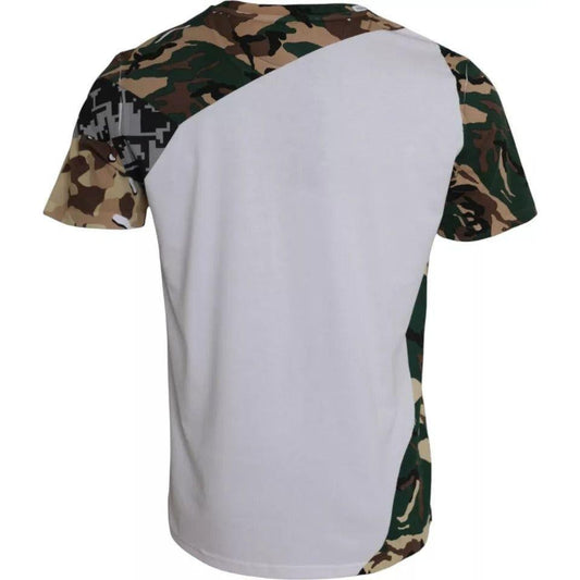 Dolce & Gabbana White Camouflage Stars Crew Neck Men T-shirt Dolce & Gabbana