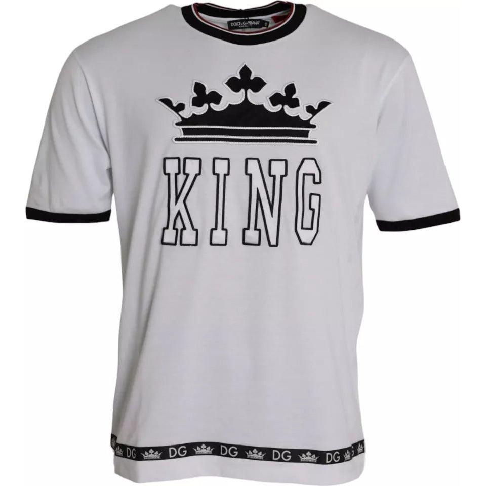 Dolce & Gabbana White Crown King Cotton Crew Neck Men T-shirt Dolce & Gabbana