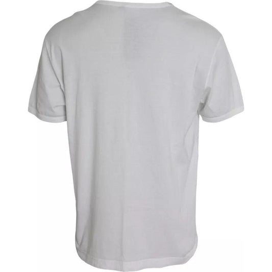 Dolce & Gabbana White Logo Embossed Cotton Crewneck T-shirt Dolce & Gabbana