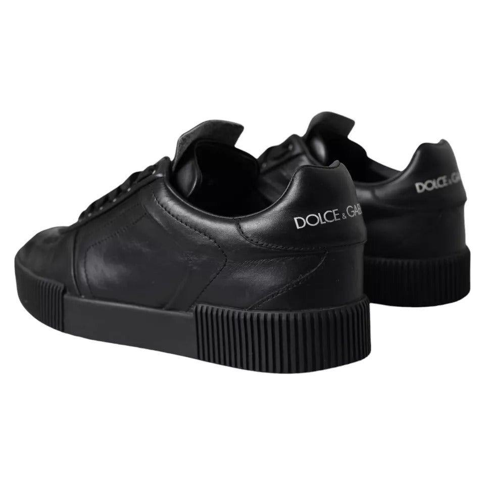 Dolce & Gabbana Black Leather Low Top Sneakers Men Shoes Dolce & Gabbana