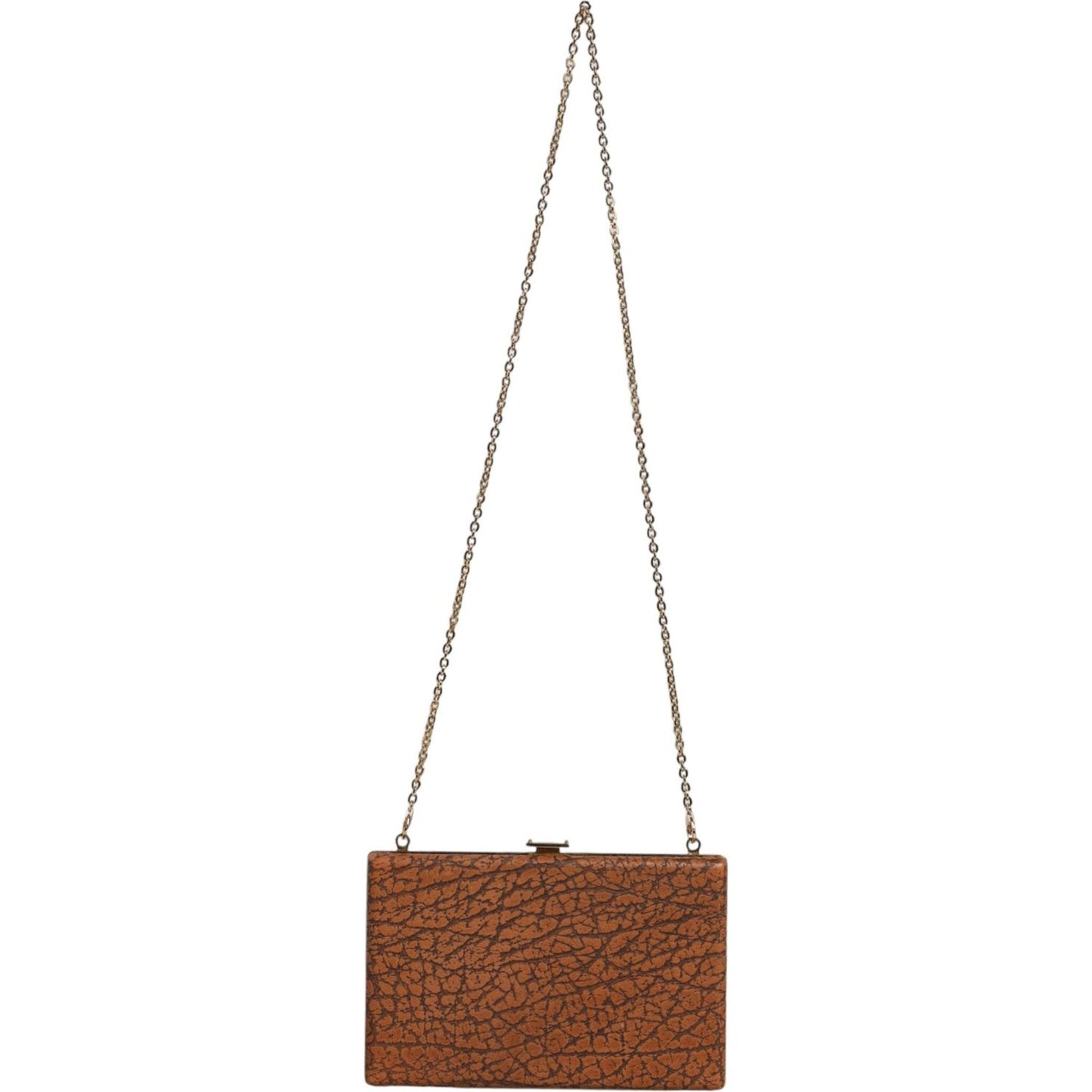 Dolce & Gabbana Brown Leather Gold Frame Clutch Mini Crossbody Bag Dolce & Gabbana