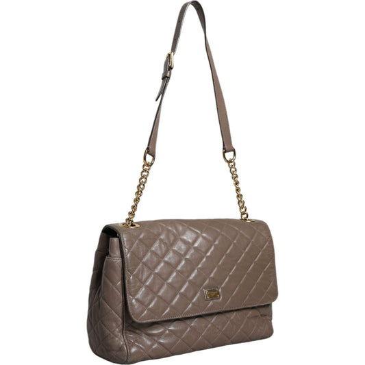 Dolce & Gabbana Brown Quilted Leather Shoulder Purse Satchel Bag Dolce & Gabbana