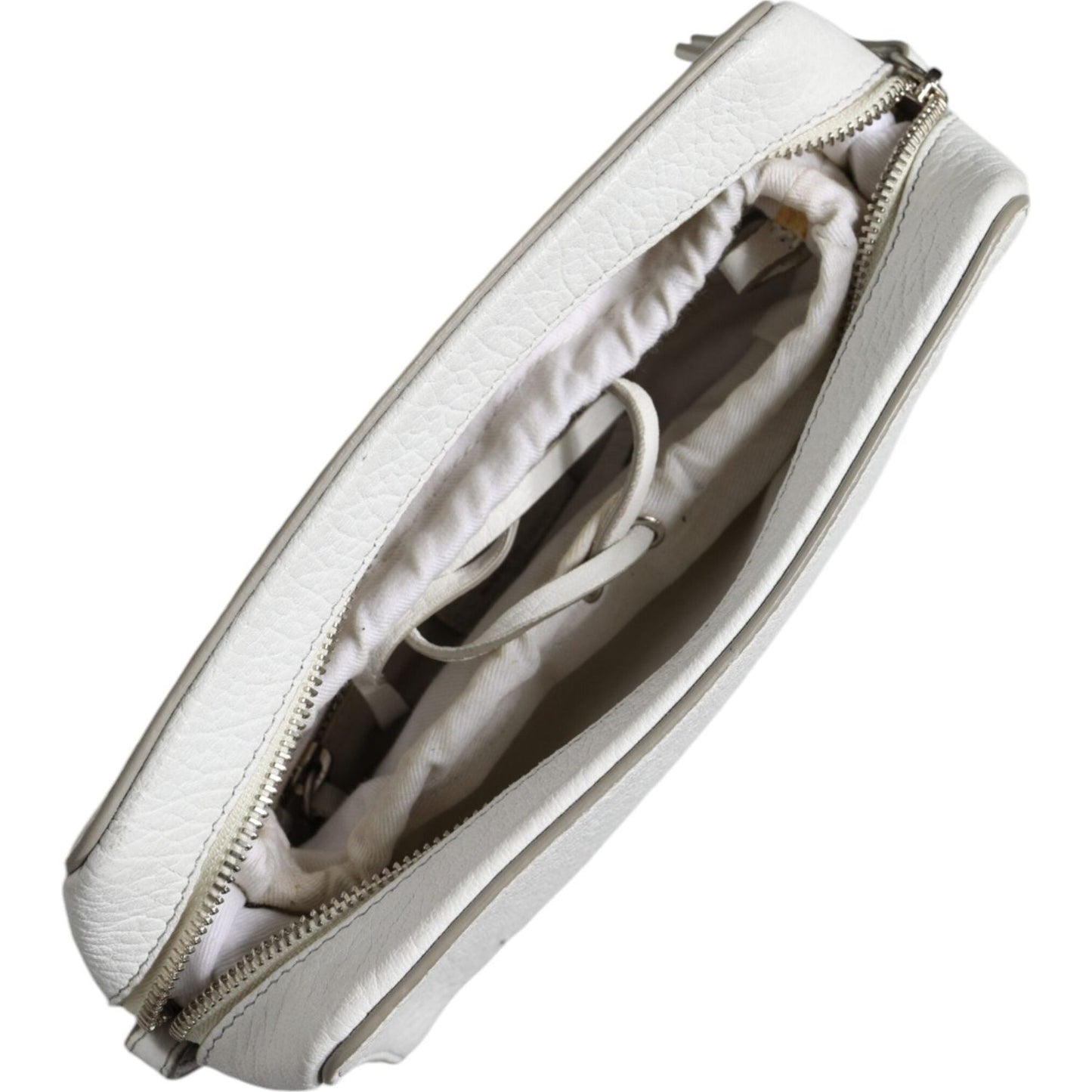 MM6 Maison Margiela White Leather Large Pouch Zip Handbag Women Bag MM6 Maison Margiela