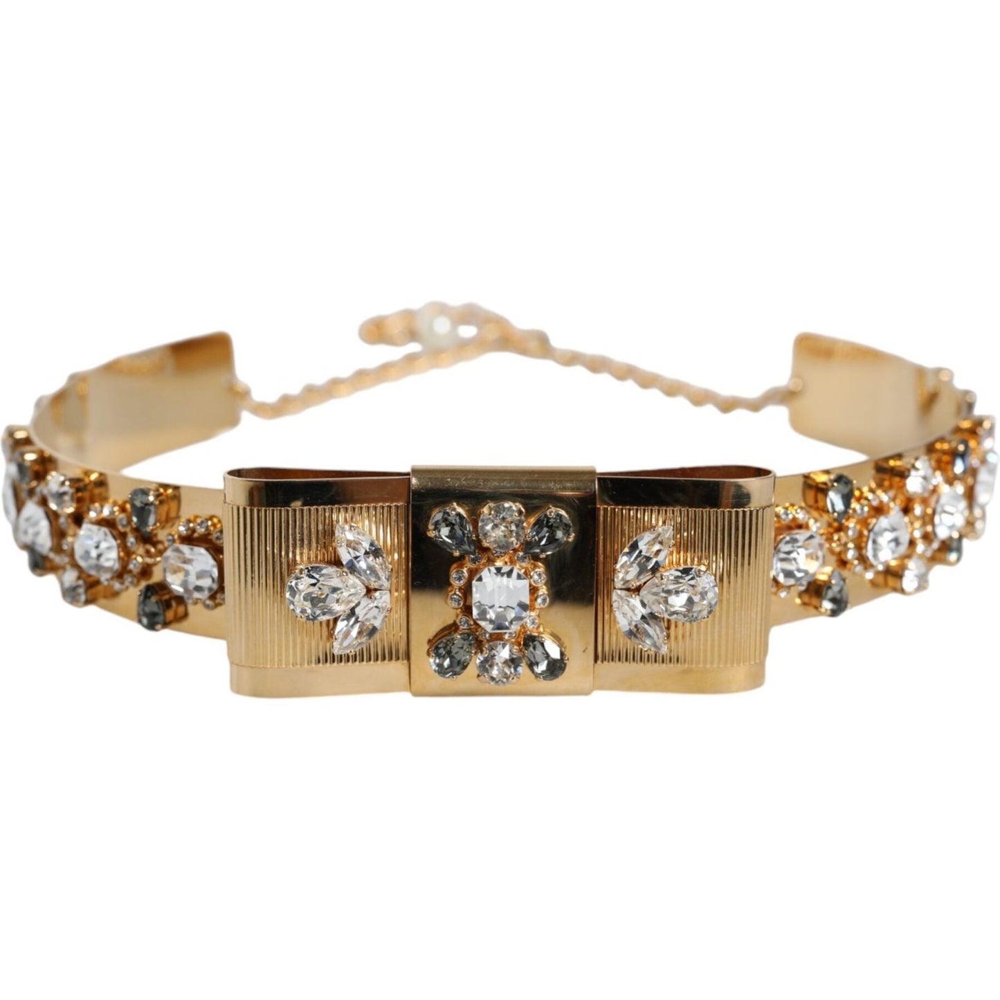 Dolce & Gabbana Gold Tone Crystal Embellished Women Waist Chain Belt Dolce & Gabbana