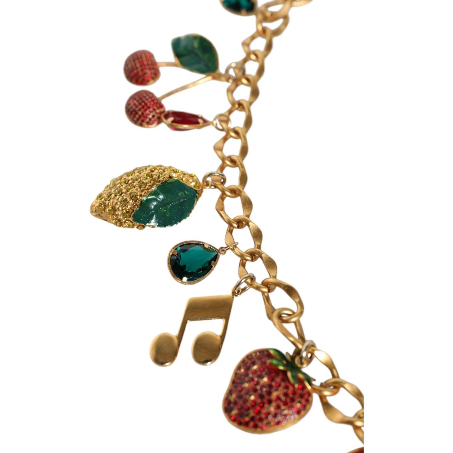 Dolce & Gabbana Gold Tone Brass Fruity Crystal Embellished Waist Chain Belt Dolce & Gabbana