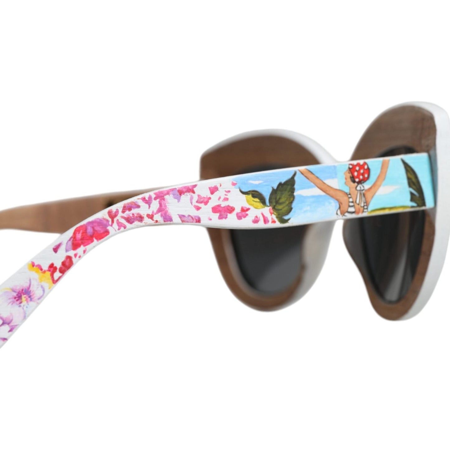 Dolce & Gabbana Multicolor Wood Crystal Brass Frame Floral Hand Paint Sunglasses Dolce & Gabbana