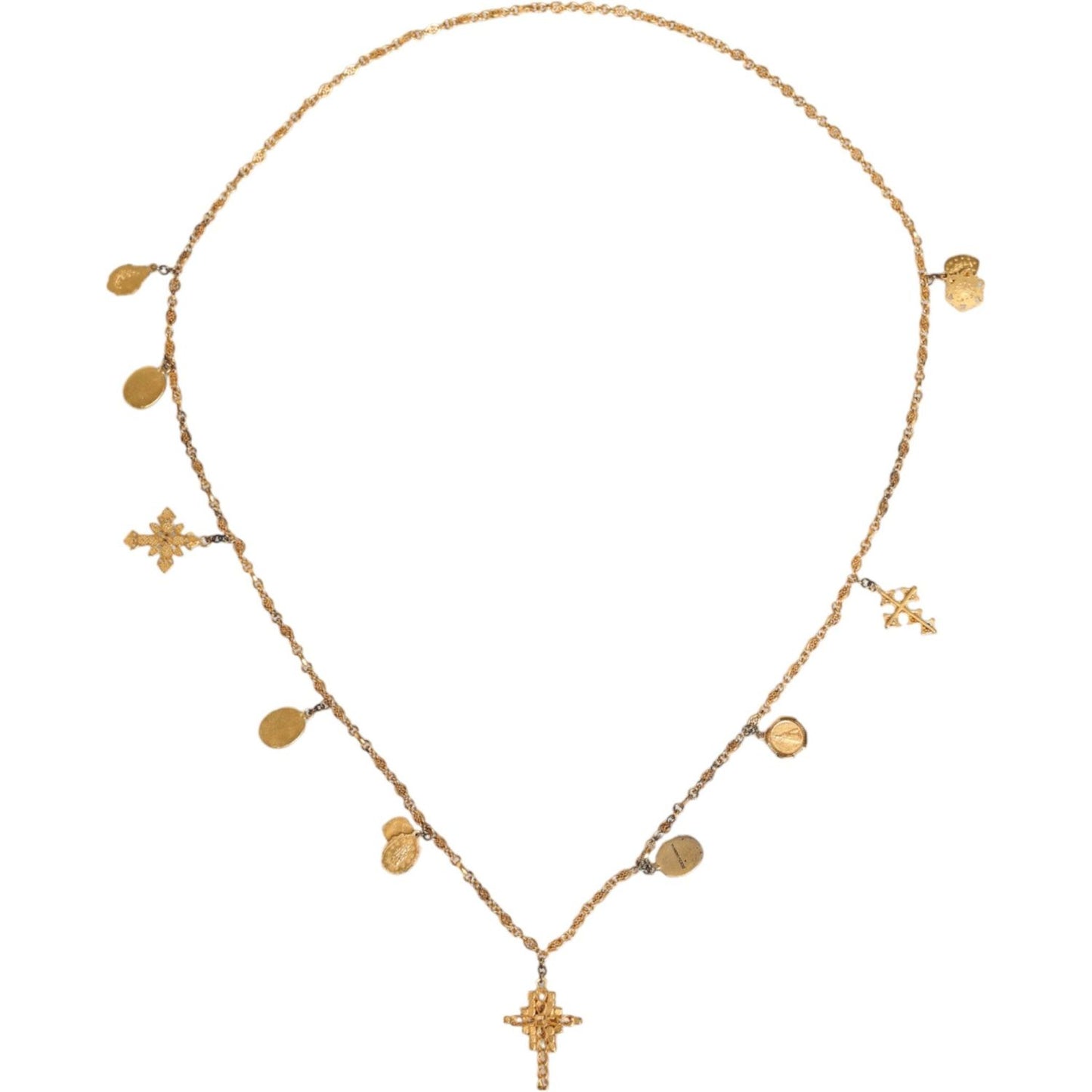 Dolce & Gabbana Gold Tone Brass Chain Religious Cross Pendant Necklace Necklace Dolce & Gabbana