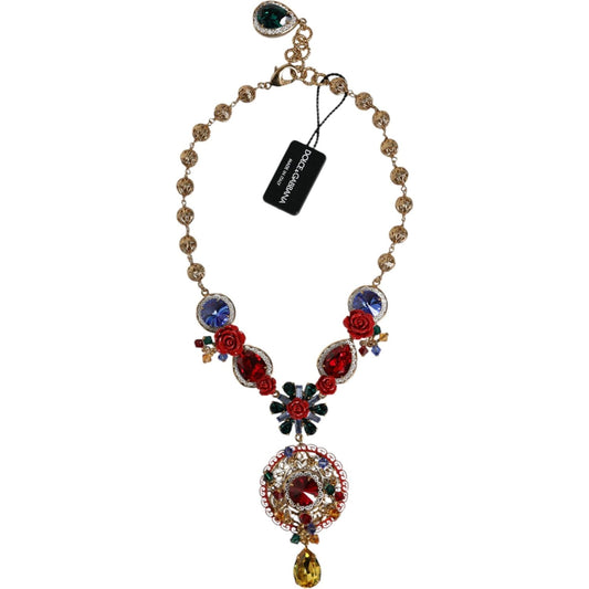 Dolce & Gabbana Gold Tone Brass Embellished Ball Chain Statement Necklace Necklace Dolce & Gabbana