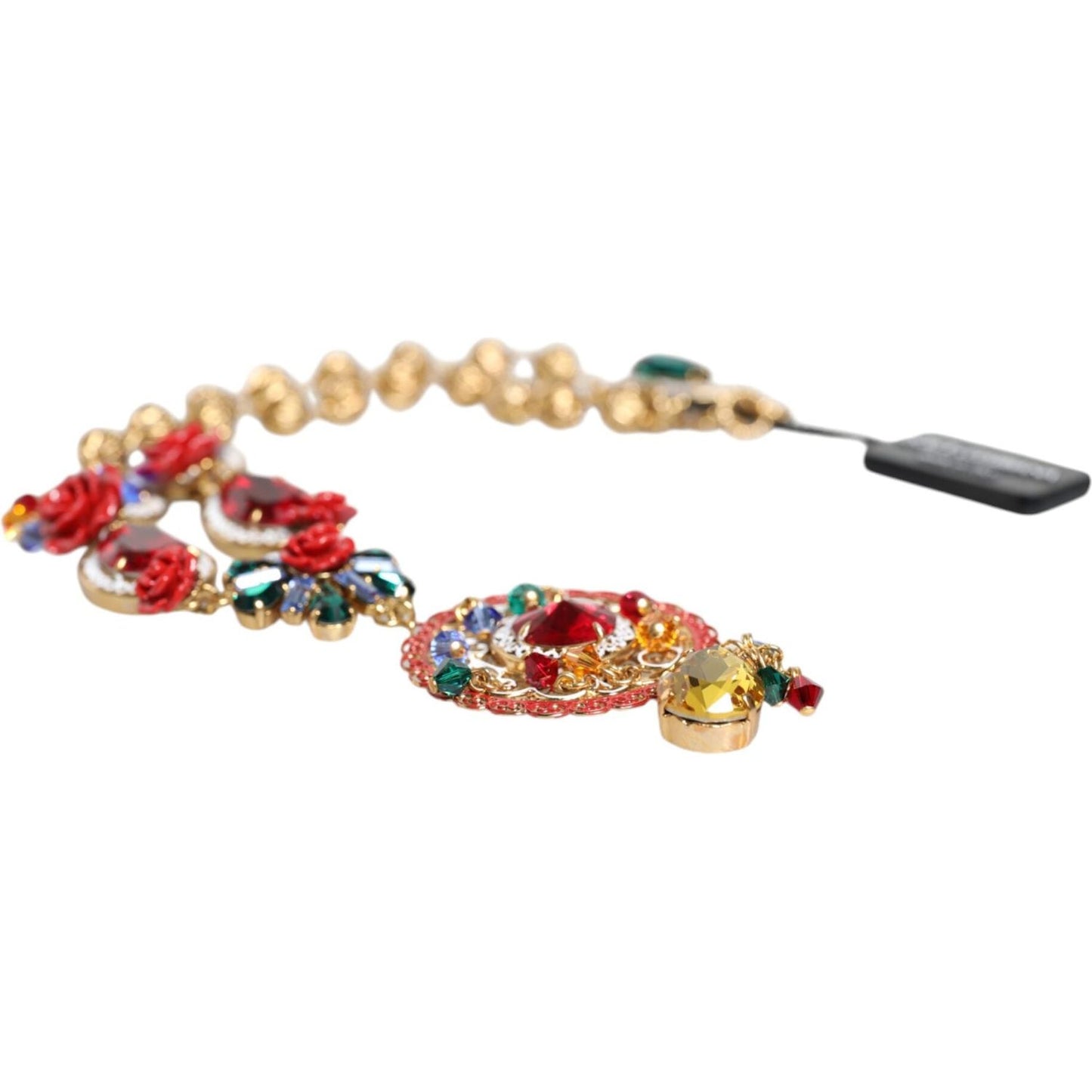 Dolce & Gabbana Gold Tone Brass Embellished Ball Chain Statement Necklace Necklace Dolce & Gabbana