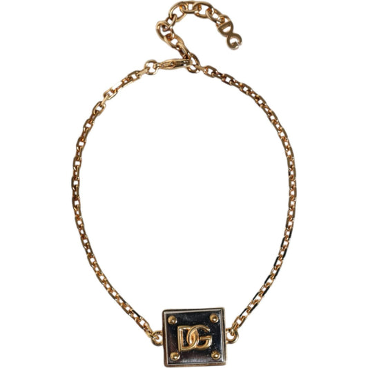 Dolce & Gabbana Gold Brass Chain Logo Sicily Pendant Necklace Necklace Dolce & Gabbana