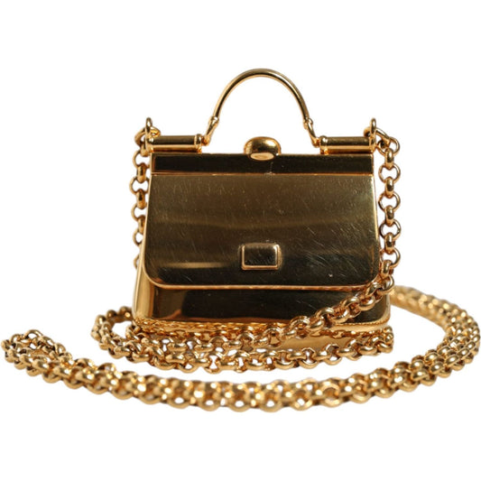 Dolce & Gabbana Gold Brass Chain Sicily Micro Bag Pendant Necklace Necklace Dolce & Gabbana