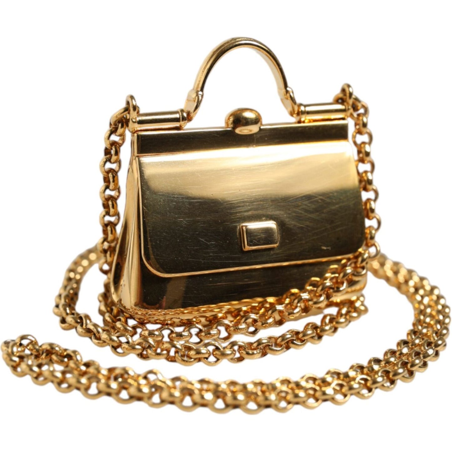 Dolce & Gabbana Gold Brass Chain Sicily Micro Bag Pendant Necklace Necklace Dolce & Gabbana