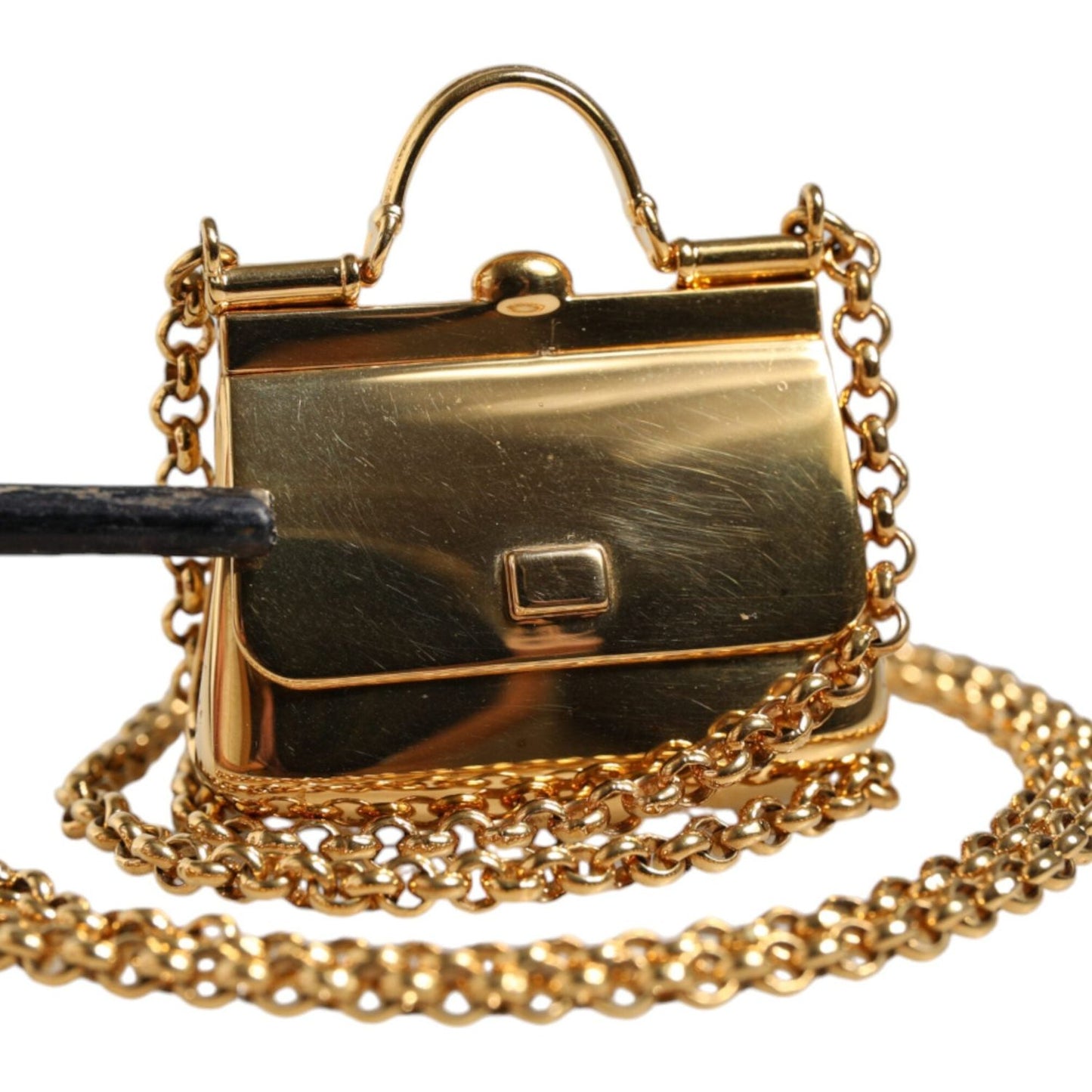 Dolce & Gabbana Gold Brass Chain Sicily Micro Bag Pendant Necklace Necklace Dolce & Gabbana