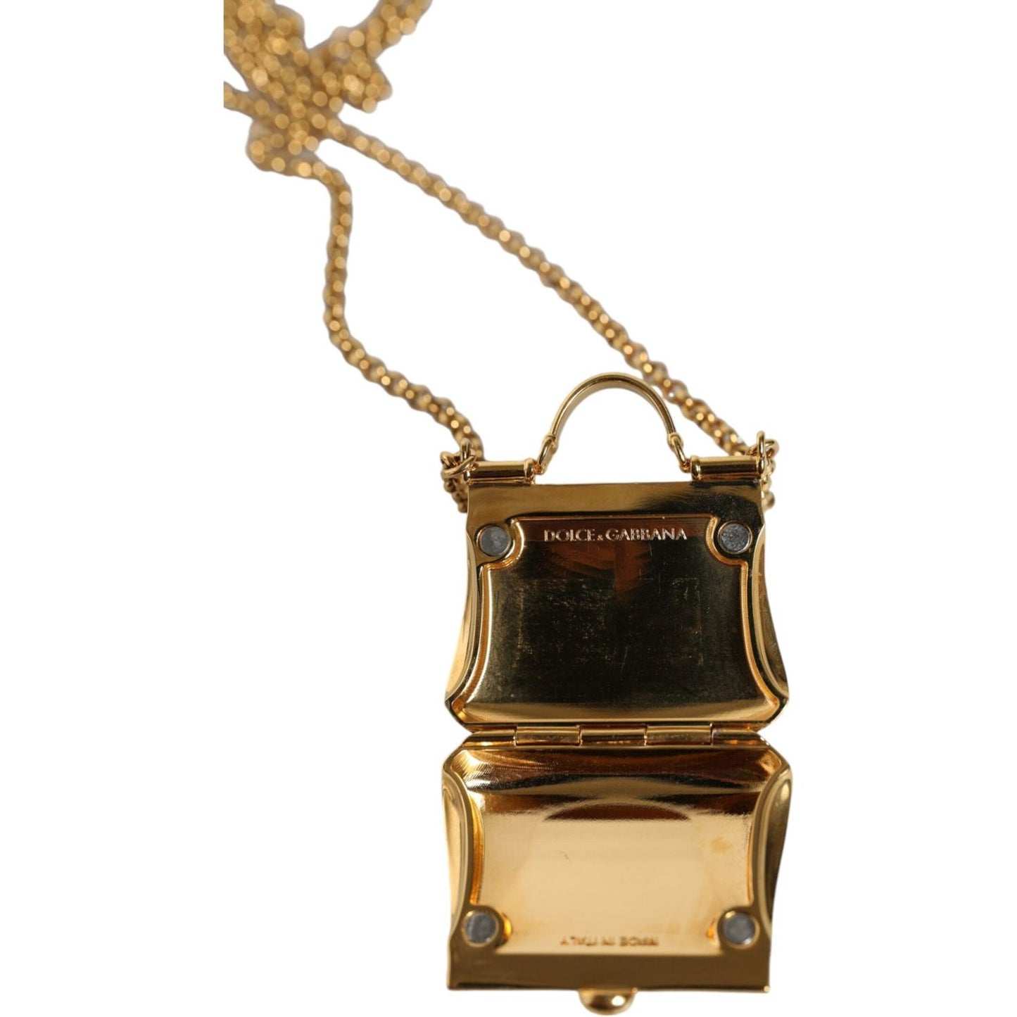 Dolce & Gabbana Gold Brass Chain Sicily Micro Bag Pendant Necklace Necklace Dolce & Gabbana