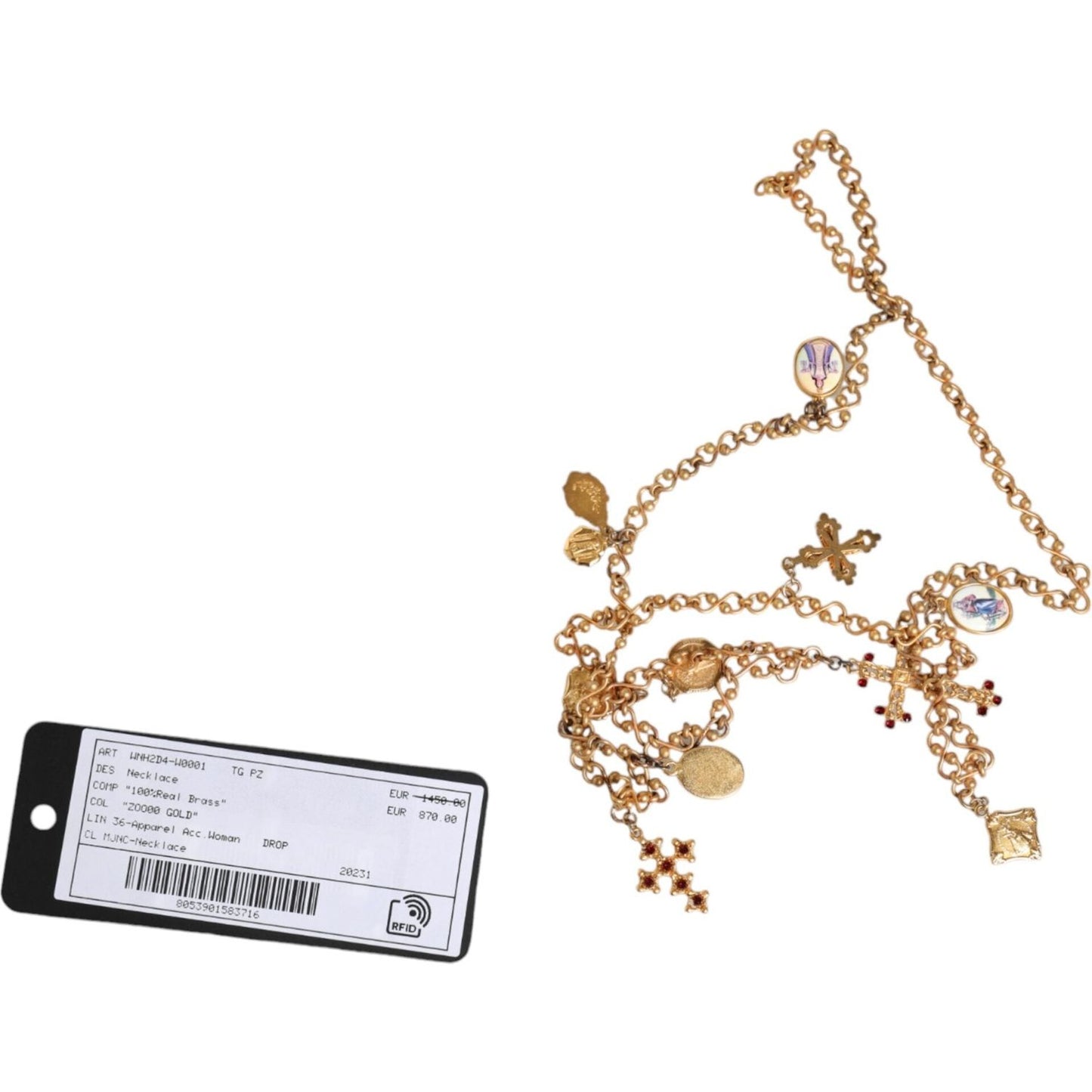 Dolce & Gabbana Gold Tone Brass Chain Religious Cross Pendant Necklace Necklace Dolce & Gabbana