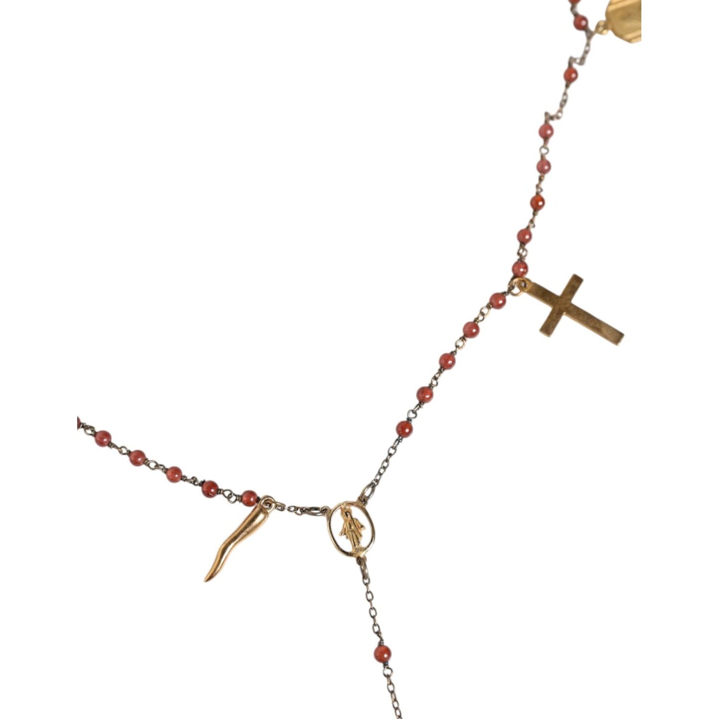 Dolce & Gabbana Gold Chain Brass Beaded Rosary Cross Pendant Necklace Necklace Dolce & Gabbana