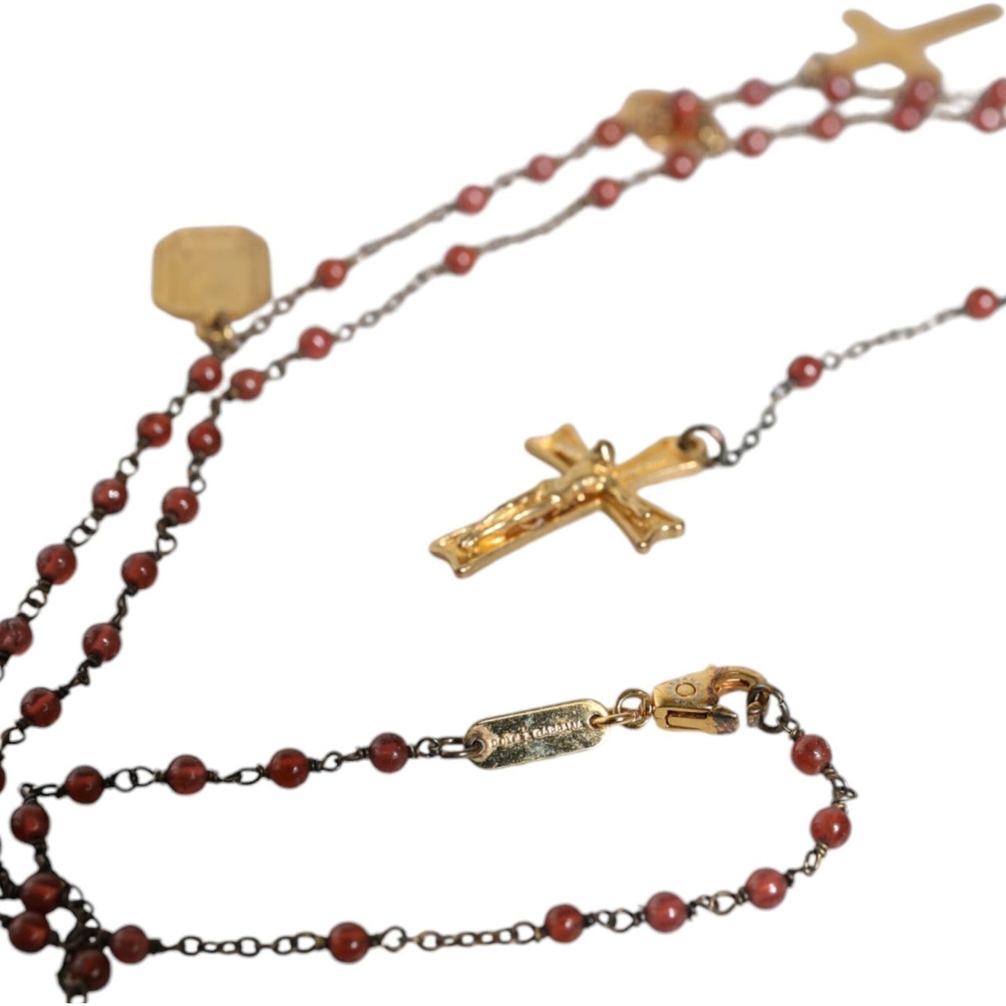 Dolce & Gabbana Gold Chain Brass Beaded Rosary Cross Pendant Necklace Necklace Dolce & Gabbana