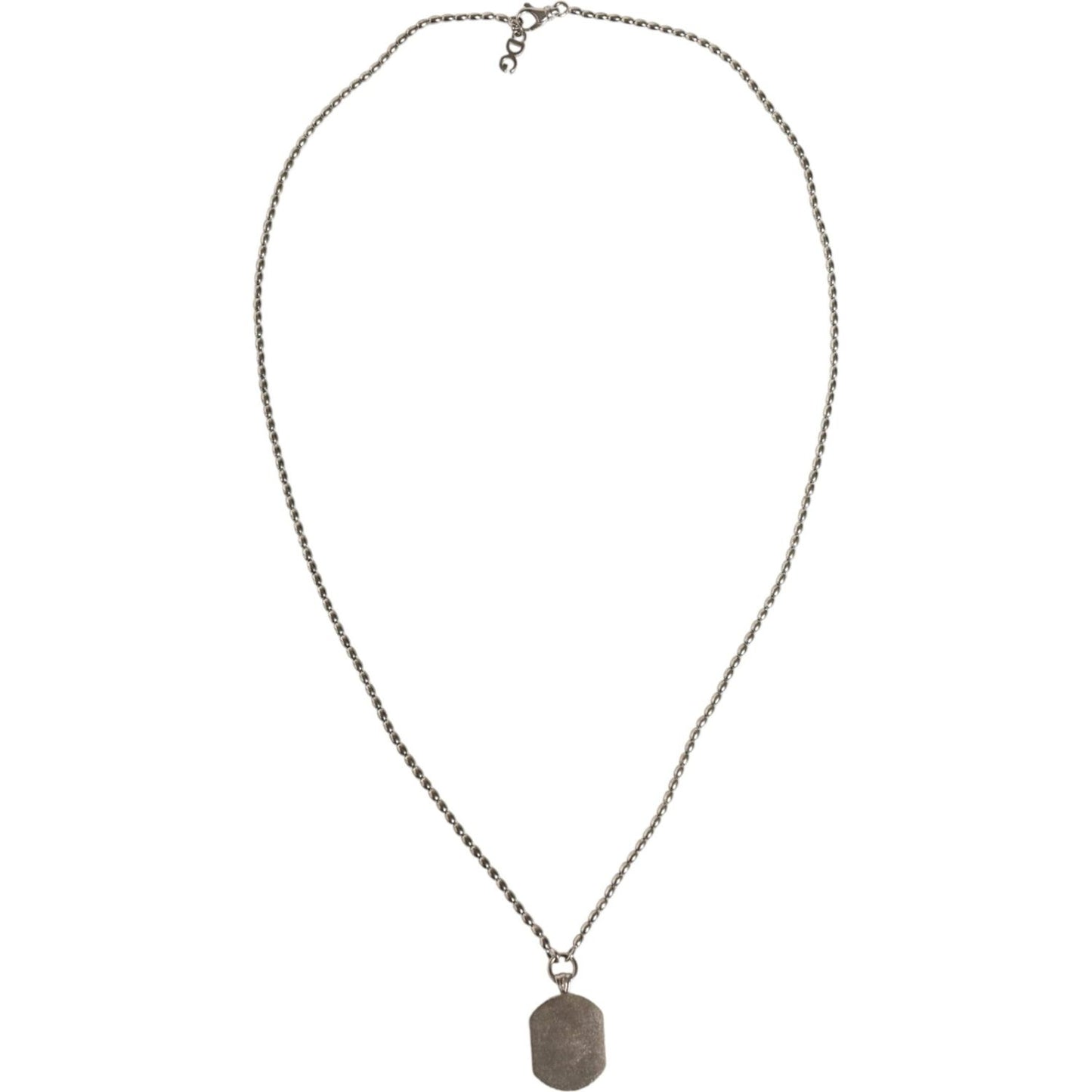 Dolce & Gabbana Sterling Silver 925 Chain Bar Gem Pendant Logo Necklace Necklace Dolce & Gabbana